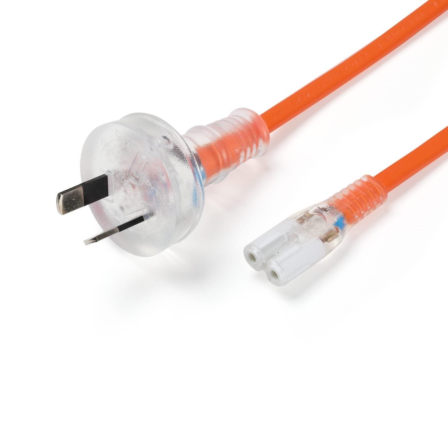 0.5m Medical IEC C7 to 10A Mains Power Cord | Orange