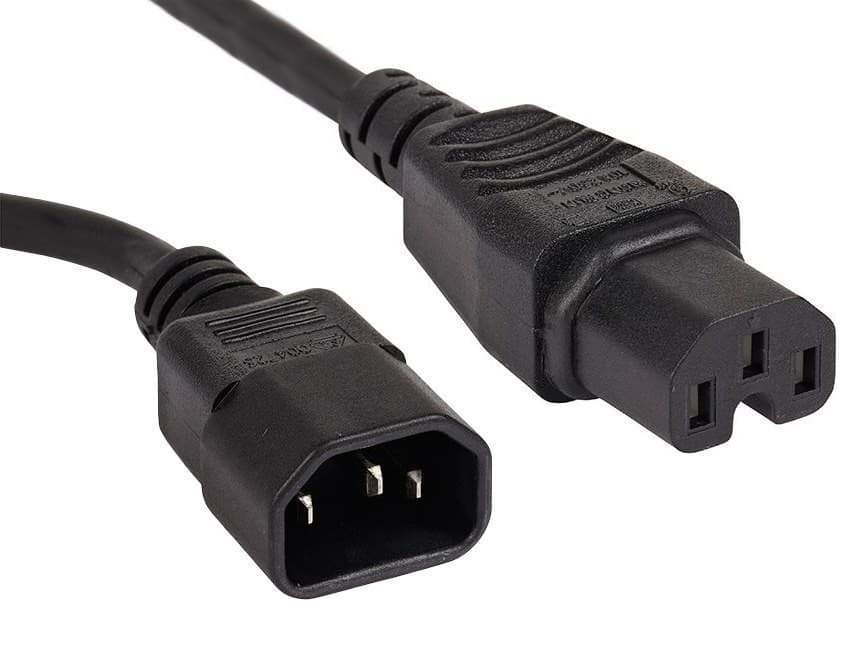 0.5m IEC C14 to C15 High Temperature Extension Cable | Black