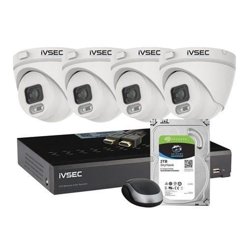 iVSEC | LVK-000B Camera Kit | 4x NC000XA 4MP IP Cameras, NR004XB-2TB 4 PoE NVR 4K